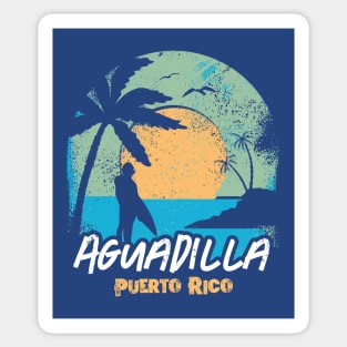 Retro Sunset Aguadilla Puerto Rico Surfing // Retro Beach Sticker